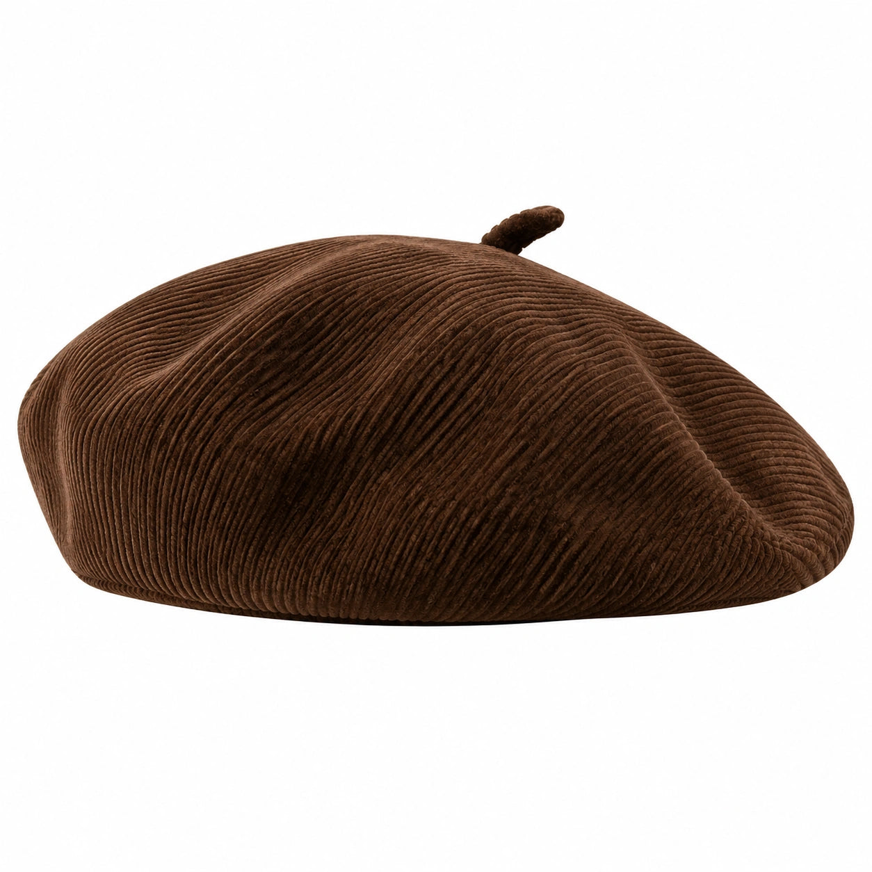 Cappello Basco Classico in Velluto a Coste Marrone