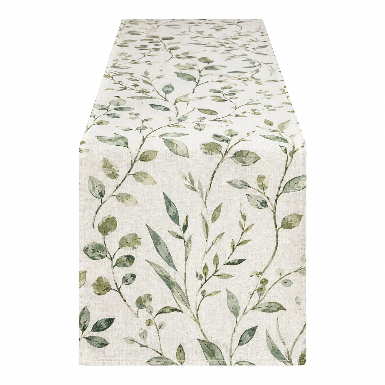 Runner da Tavola con Motivo di Foglie Verdi 180x35 cm