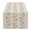 Runner da Tavola Beige con Motivo a Foglie Verdi