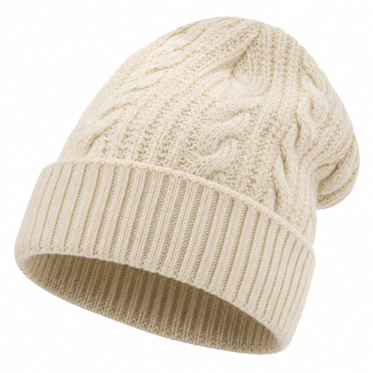 Cappello a Maglia a Trecce Beige