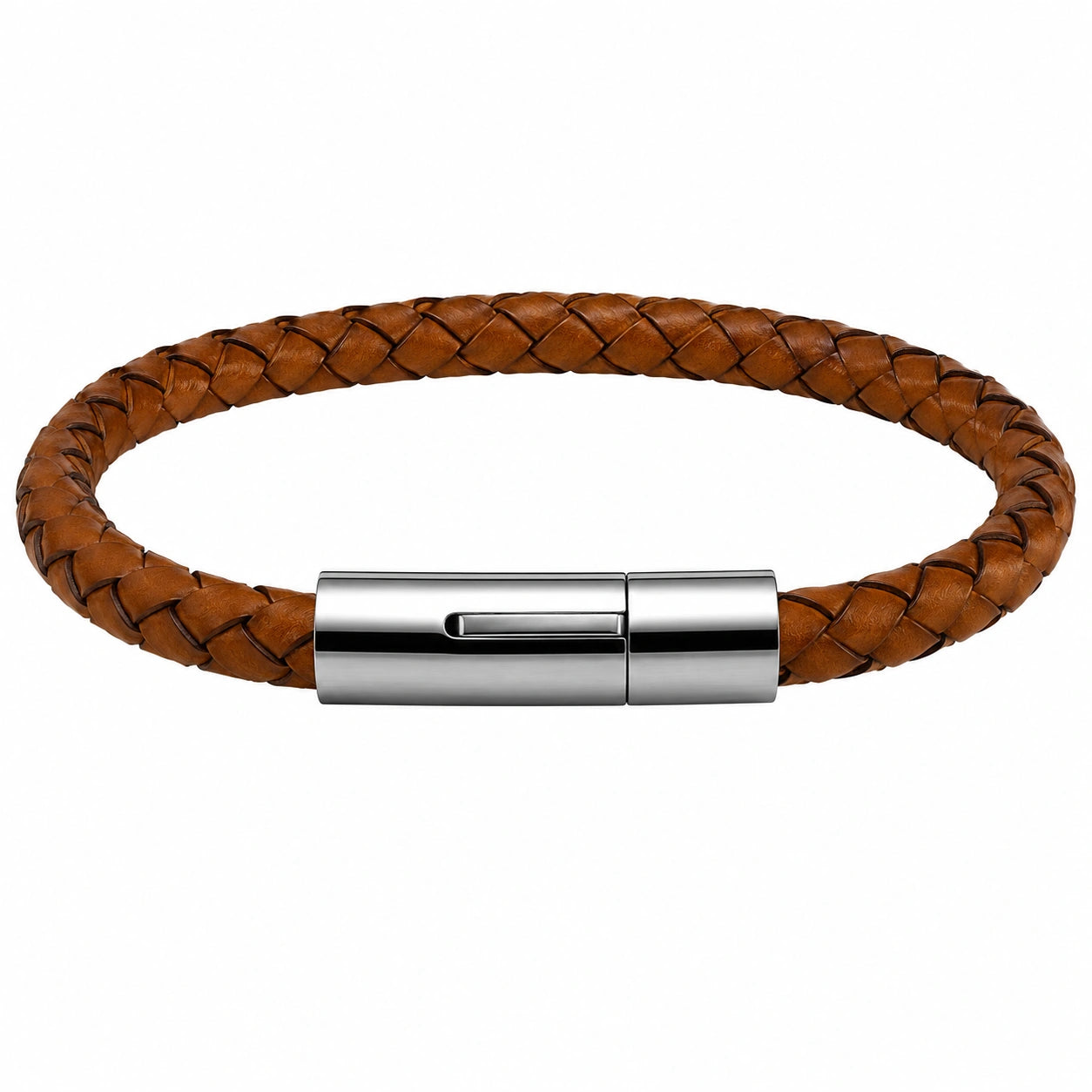 Bracciale Intrecciato Marrone con Chiusura Magnetica