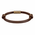 Bracciale Pelle Marrone con Chiusura Magnetica e Nodo Doppio