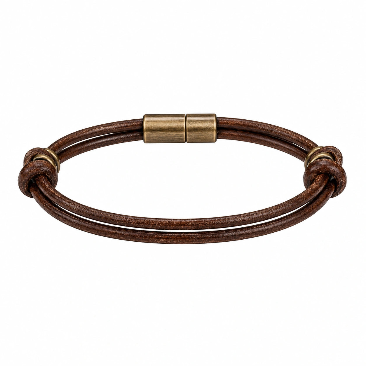 Bracciale Pelle Marrone con Chiusura Magnetica e Nodo Doppio