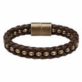 Bracciale Intrecciato Marrone con Dettagli in Bronzo