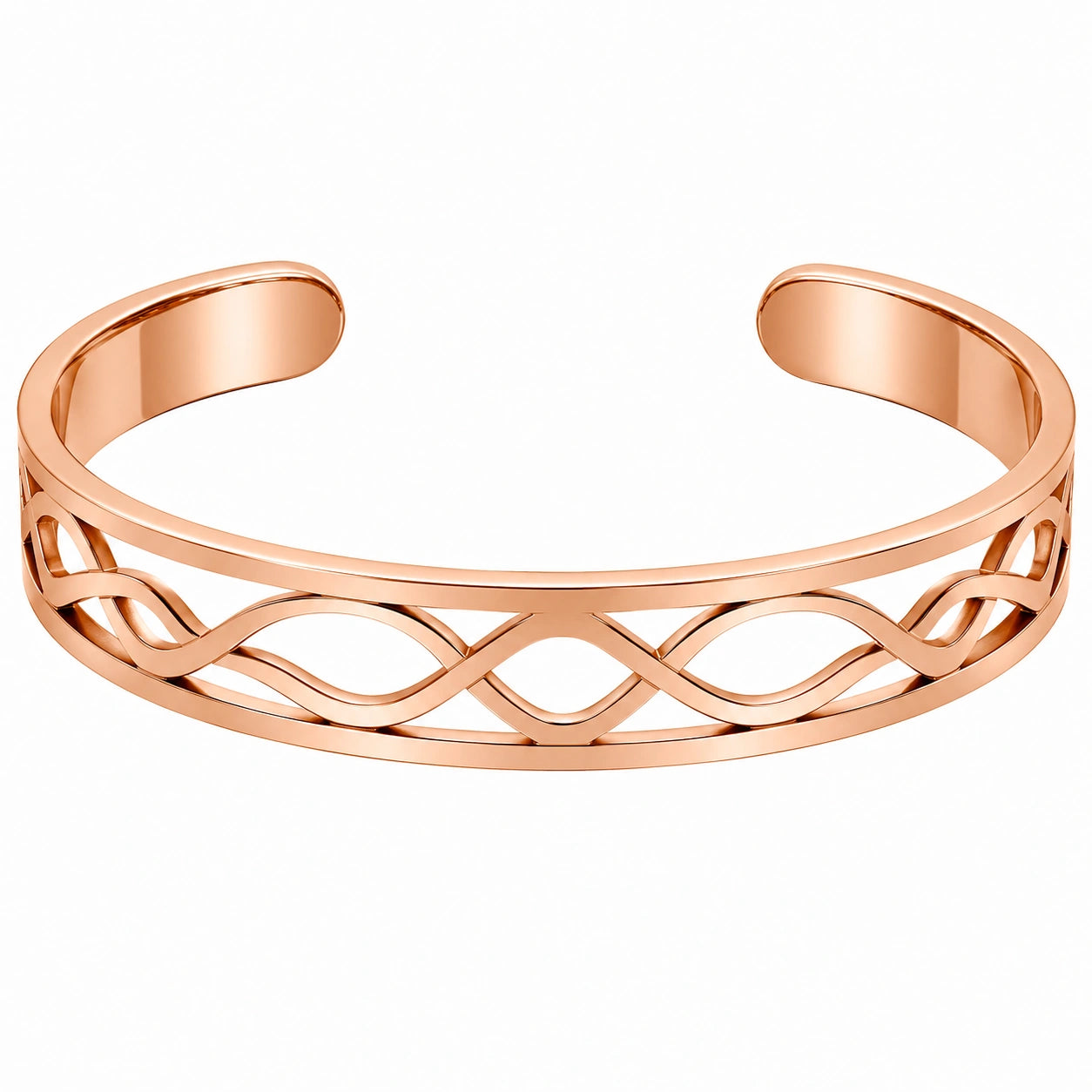 Bracciale Aperto Intrecciato Oro Rosa Moderno