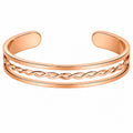 Bracciale Rigido Aperto Intrecciato in Oro Rosa