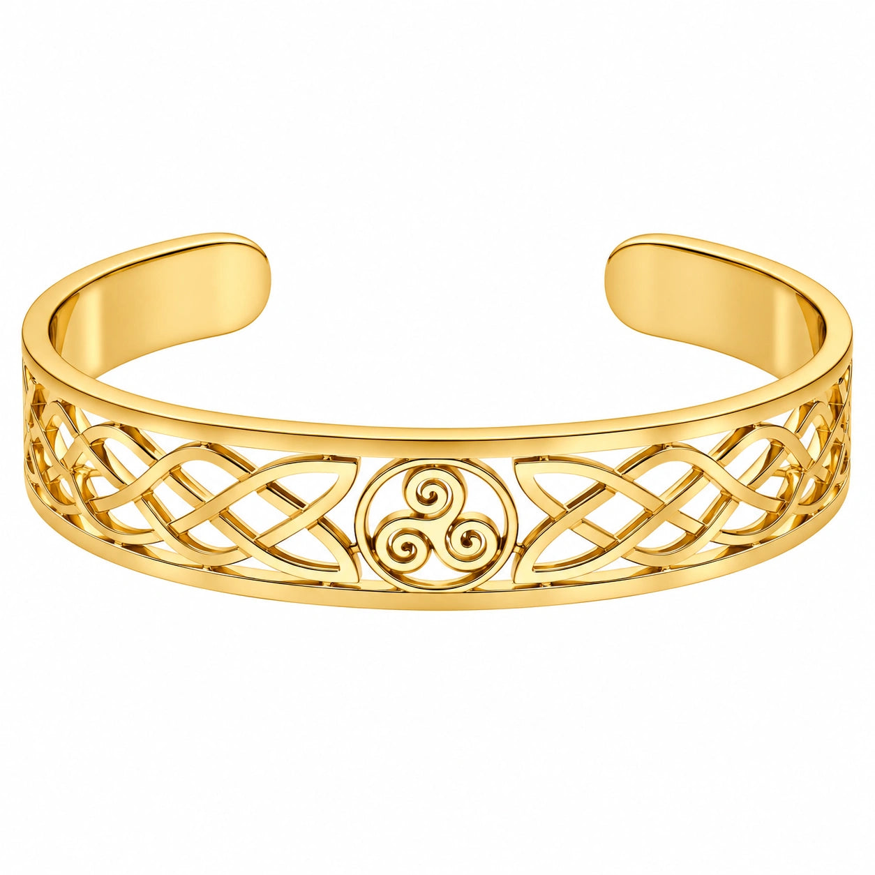 Bracciale Celtico Rigido Dorato con Intagli Ornamentali