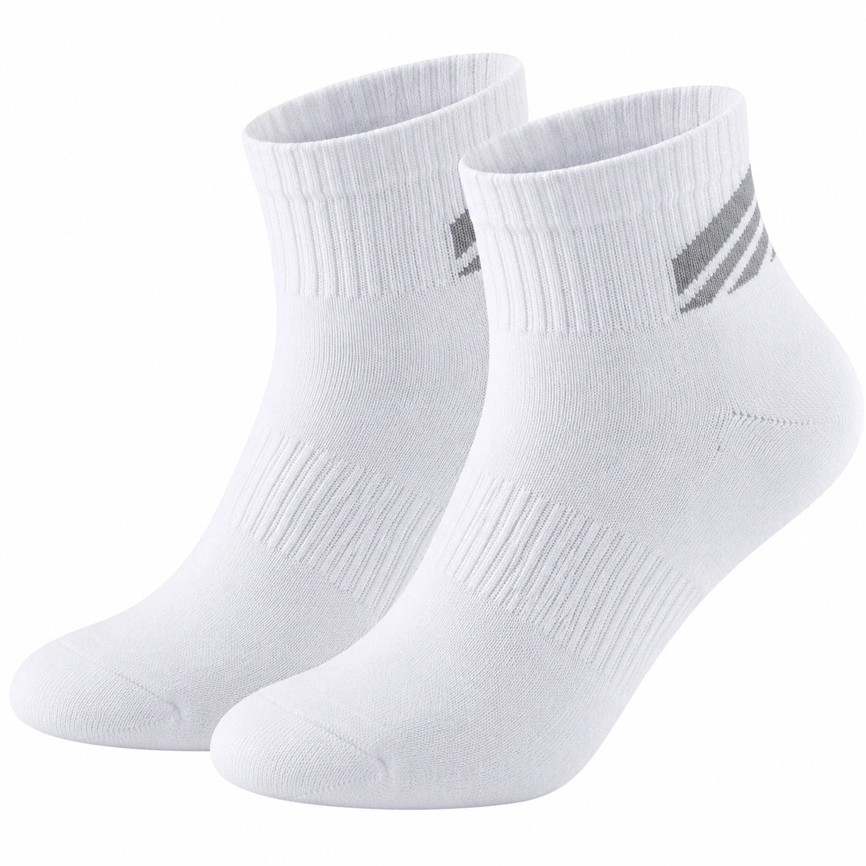 Calzini corti unisex bianchi con dettagli grigi, taglia unica