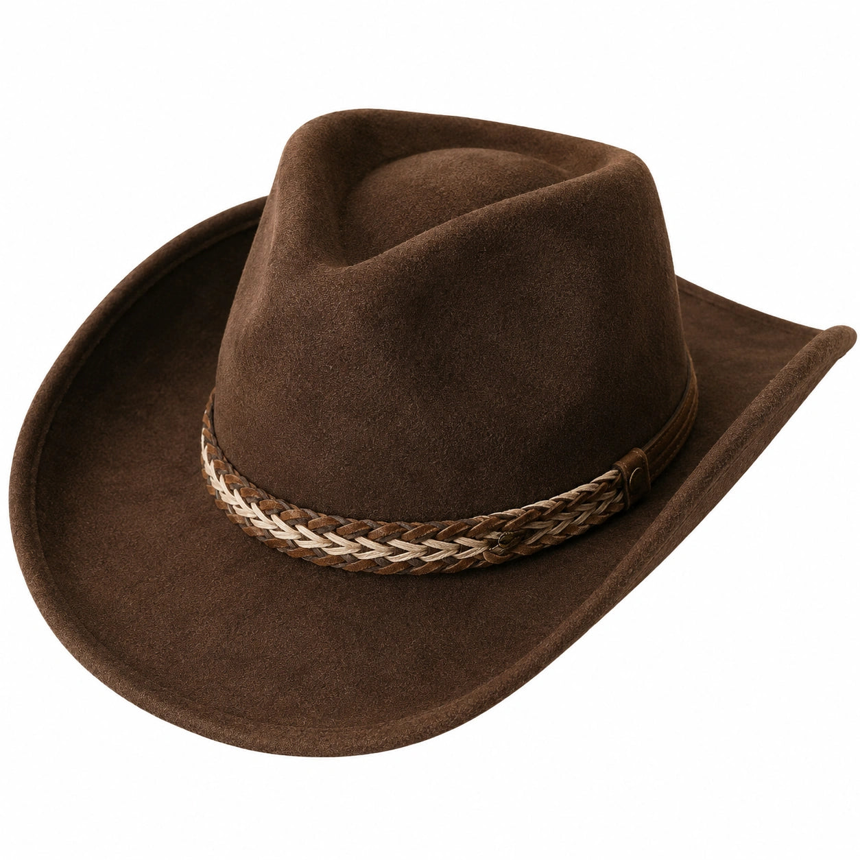 Cappello Cowboy Marrone con Fascia Intrecciata