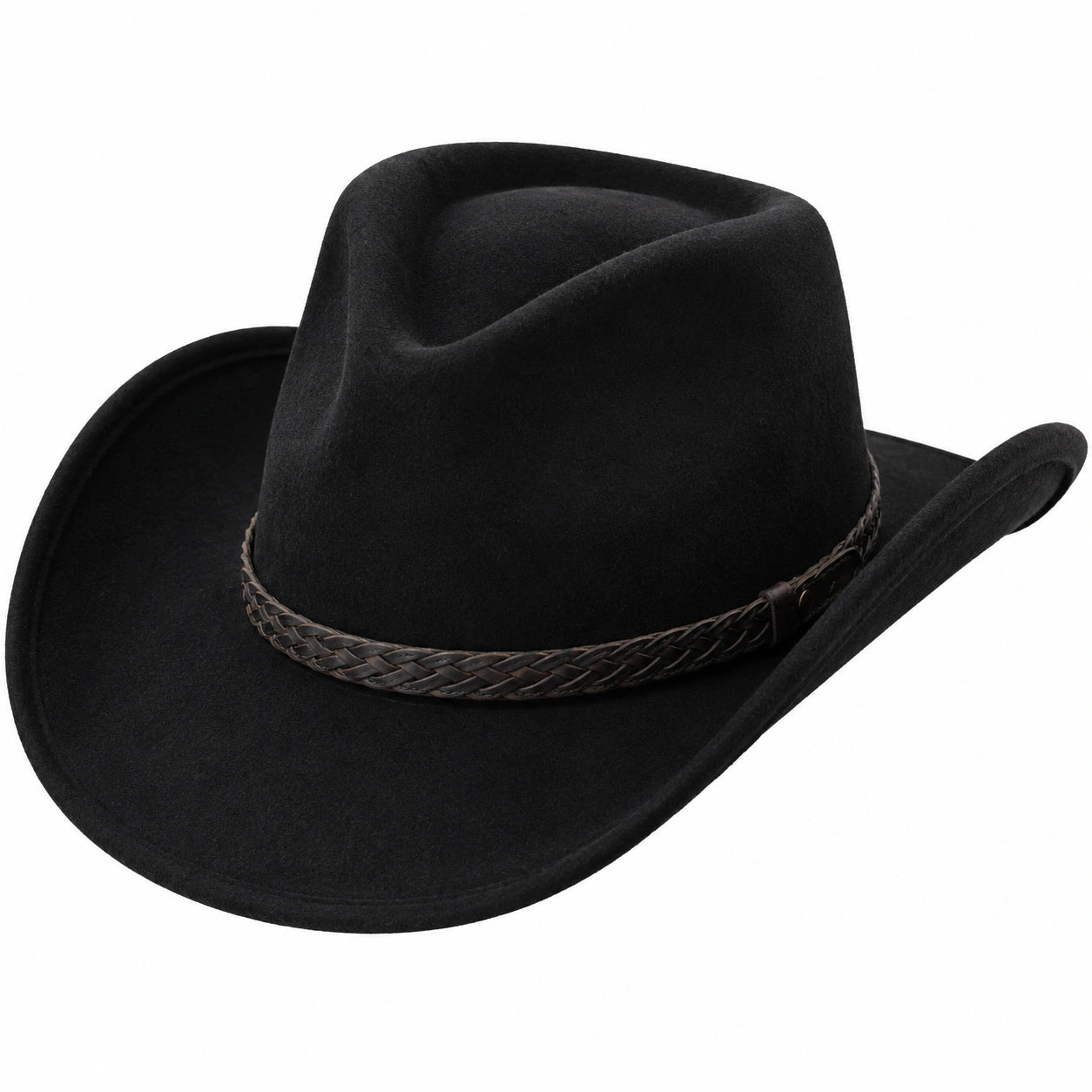 Cappello da Cowboy Nero con Fascia Intrecciata