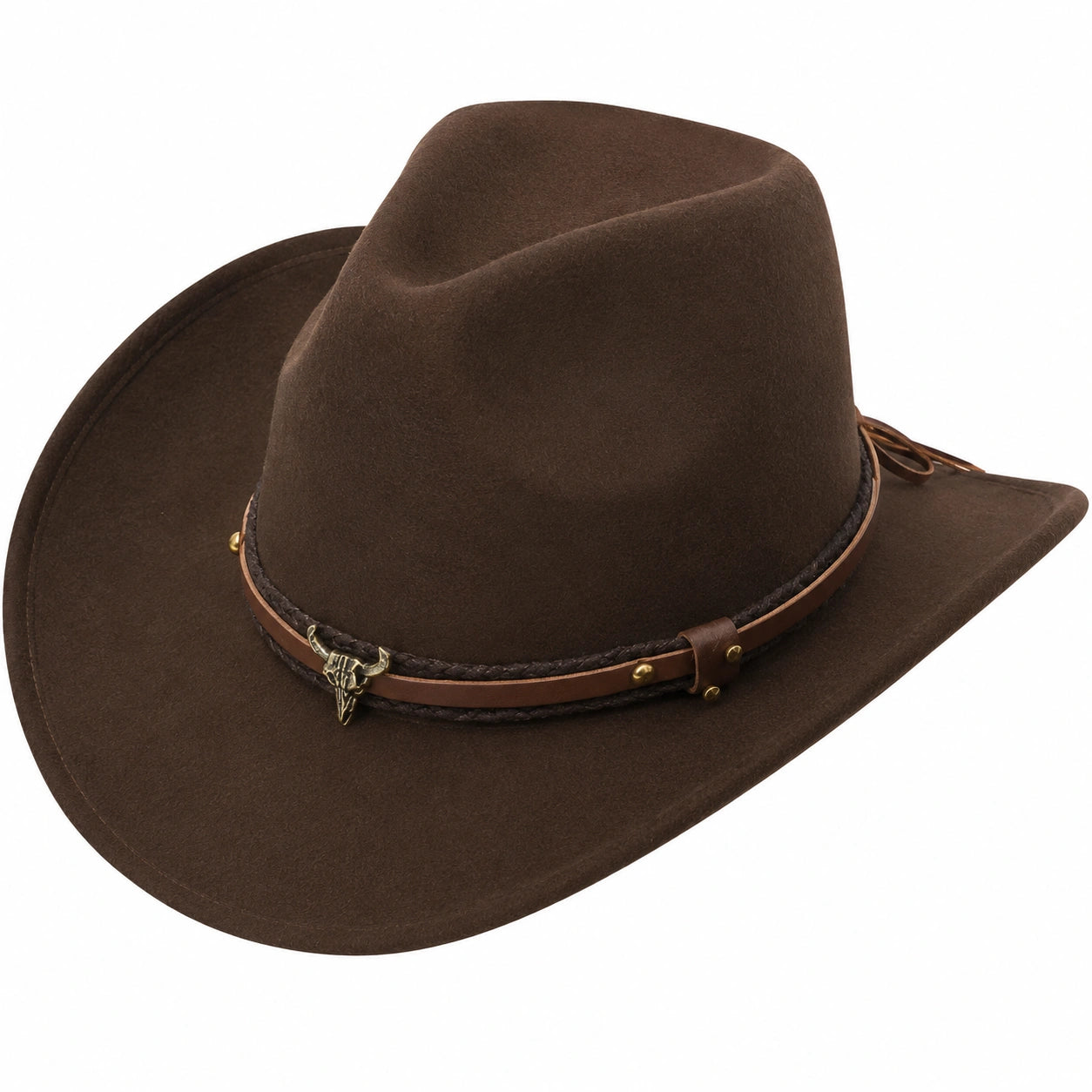 Cappello Cowboy in Feltro Marrone con Cinturino