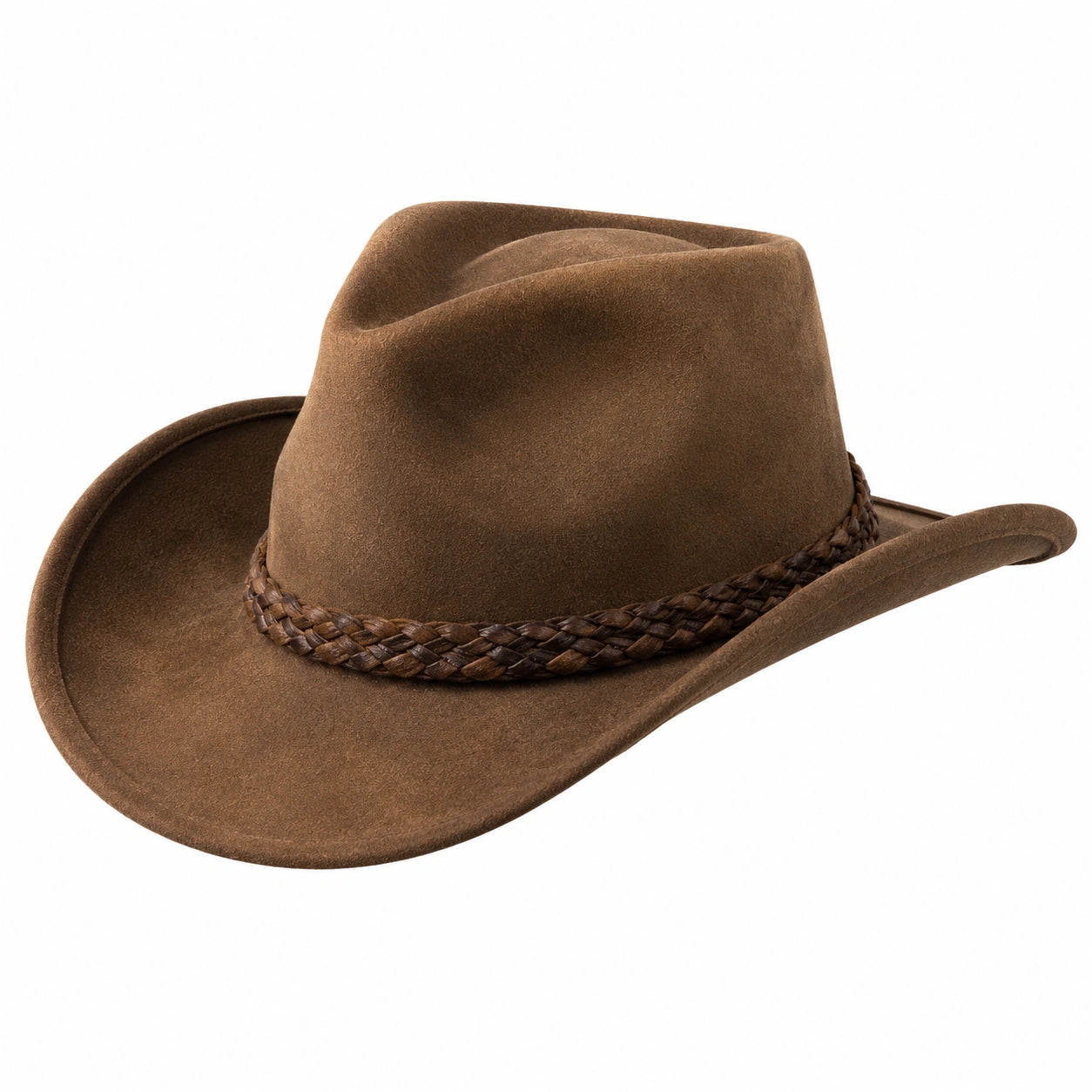 Cappello da Cowboy Marrone con Fascia Intrecciata