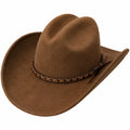 Cappello da Cowboy Marrone con Dettagli in Cuoio