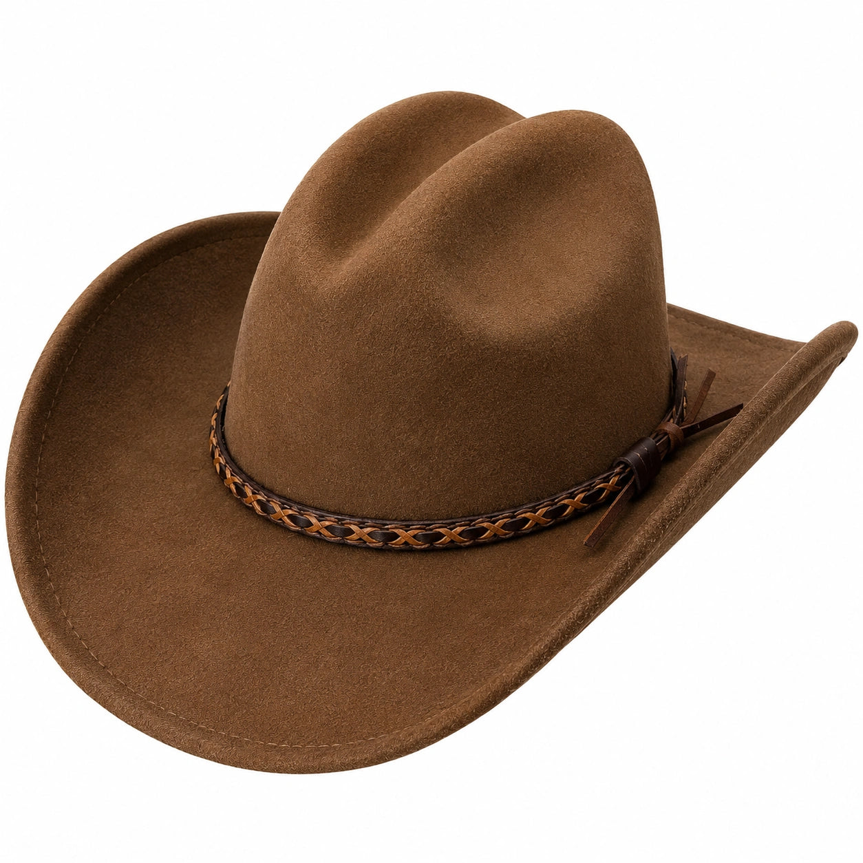 Cappello da Cowboy Marrone con Dettagli in Cuoio