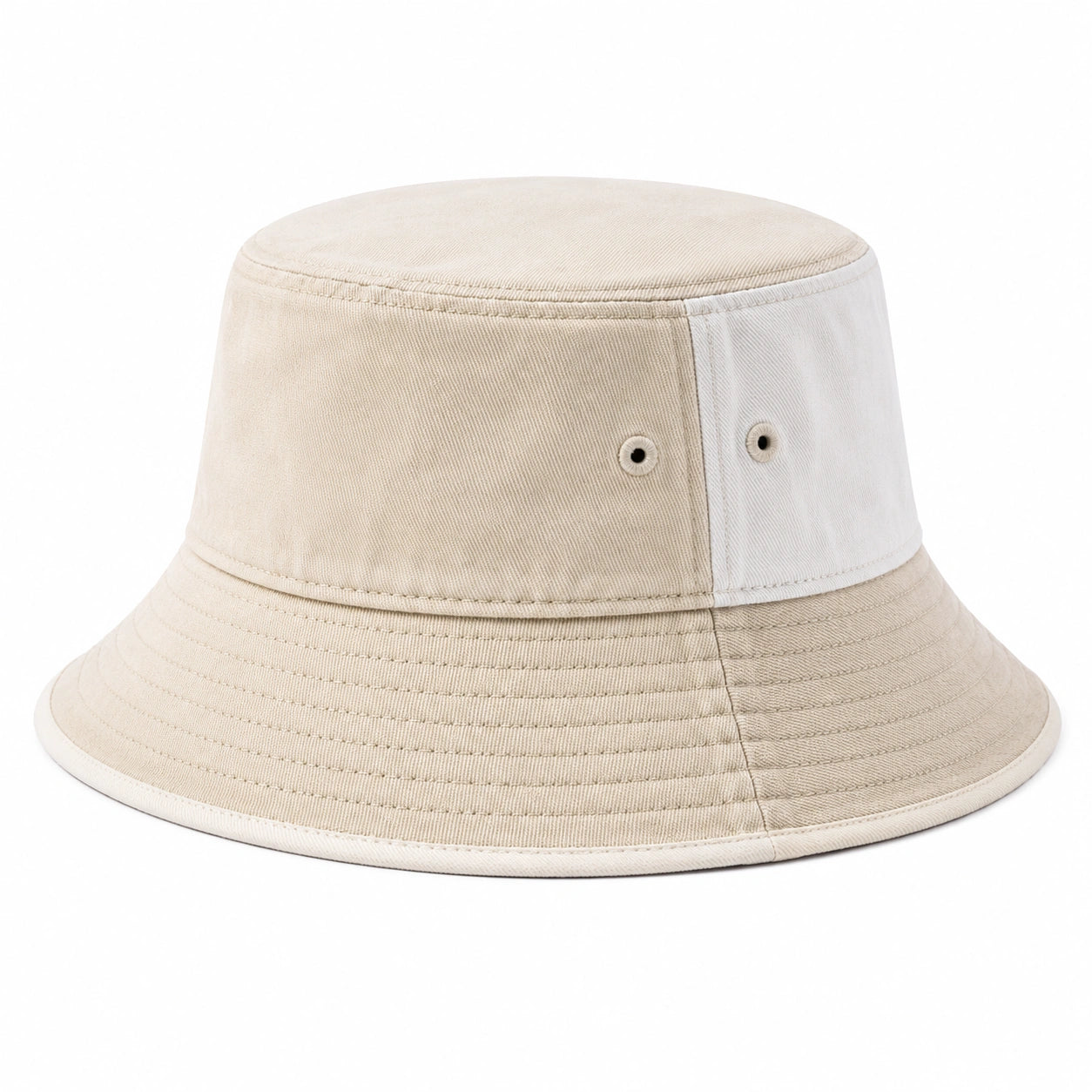 Cappello a Secchiello Bicolore Beige e Bianco