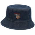 Cappello Bucket Blu Denim con Ricamo Pallacanestro