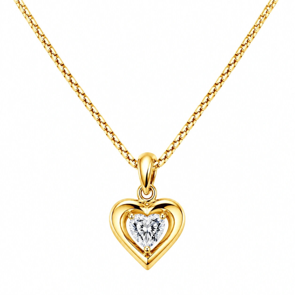 Collana con Pendente Cuore in Oro con Cristallo