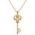 Collana con Pendente Chiave in Oro con Zirconia
