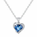 Elegante Collana con Pendente a Cuore e Cristallo Blu