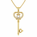 Collana con Ciondolo Chiave a Cuore in Oro con Zirconia
