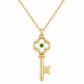 Collana con Pendente a Chiave in Oro e Pietra Verde